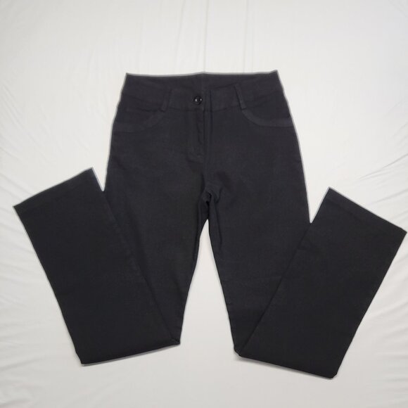 Rhapsodielle Womens Pants Stretch Size Medium Straight Leg Pockets Black 29 X 31 - Picture 1 of 13